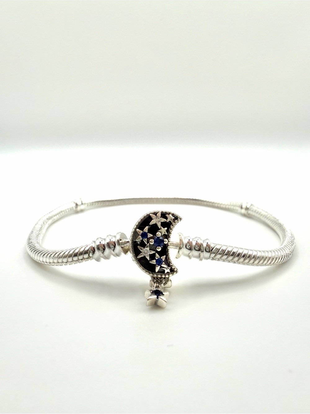 Pandora Sparkling Moon Clasp Snake Chain Bracelet Dream Big 592819C01 S925 ALE